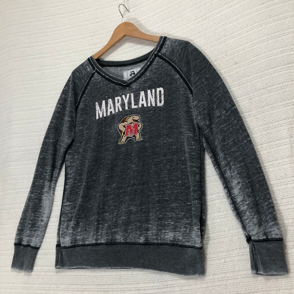 J. America Maryland Terrapins V-Neck‎ Pullover Sweatshirt Gray Medium - Picture 1 of 8